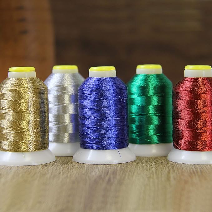 Threadart Metallic Thread | No. L73 - Navy | 500 Meter Cones (550 Yards) | 25 Brilliant Shiny Colors | For Machine Embroidery