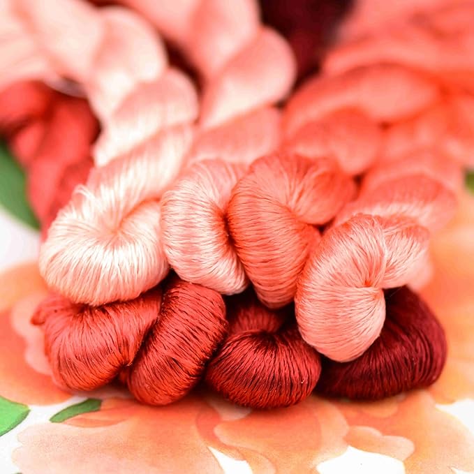Natural 100% Silk Thread, Handmade Embroidery Thread Silk Floss 8 Colors 110m Each (33)