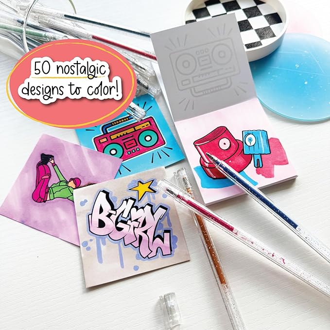 A Brighter Year The Original Adult Mini Coloring Book - Hip Hop Edition - 3” x 3” Pocket Size, 50 Pages, Lay Flat Binding, Thick Paper, No Bleeding - Stress & Anxiety Relief - Gift