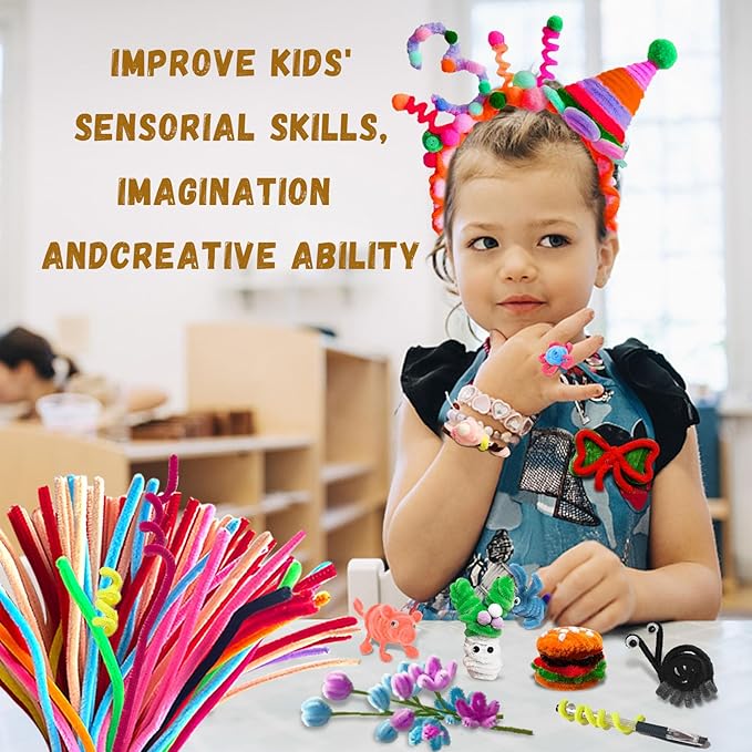 Pipe Cleaners,300PCS Multicolored,Pipe Cleaners Craft,Juegos para Niños,Arts and Crafts,Art Supplies,Craft Supplies Pipe Cleaners Bulk for Projects Creative DIY Decorations School Supplies for Kids ﻿