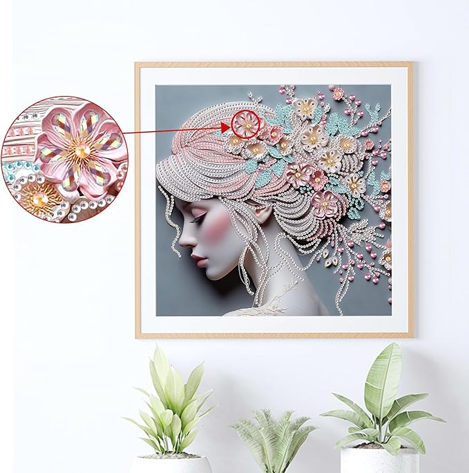 AiYuanzsh Special Shape Diamond Painting Kits for Adults, 5D Crystal Rhinestone Diamond Art Canvas, DIY Paint by Diamonds Craft Kit, Sparkling Woman Profile Diamond Painting for Home Wall Decor Gift
