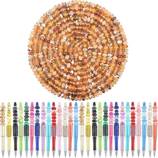 Large Hole Brown European Beads - 100 Assorted Pieces for Pens, Fairy Wand, Garden, Lampwork, Craft, Spacer, DIY Charms, Bracelet, Necklace Decoration, Jewelry Making Supplies