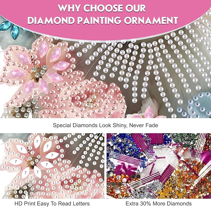 NEWENMO Hanging Diamond Art Kit for Adult, Cute Rabbit, 5D Special Shaped Rhinestone Diamond Painting Ornament, Bunny Easter, DIY Acrylic Diamond Art Painting Window Pendants Home Garden Wall Decor