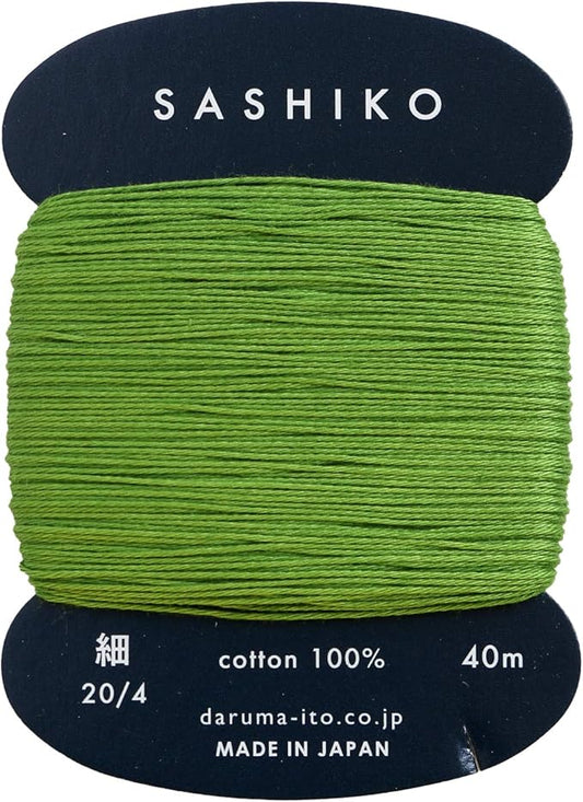 Yokota Daruma Sashiko Thread Single and Variegated Color (Spring Green, Thin 40M Card)