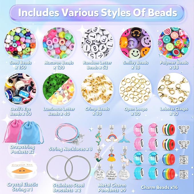 ZOOI Bracelet Making Kit for Girls, Friendship Charm Bracelet Making Kit, Arts and Crafts for Kids Girls Ages 8-12, Girl Toys Age 6-8, Jewelry Making Kit, Crafts Gifts for 6-12 Year Old Girl