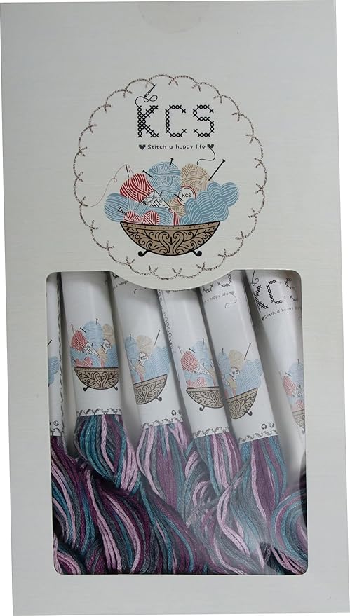 KCS Big skeins of 25 Meters Size 25 Color Variegated Cross Stitch Stranded Threads,6 skeins,4514