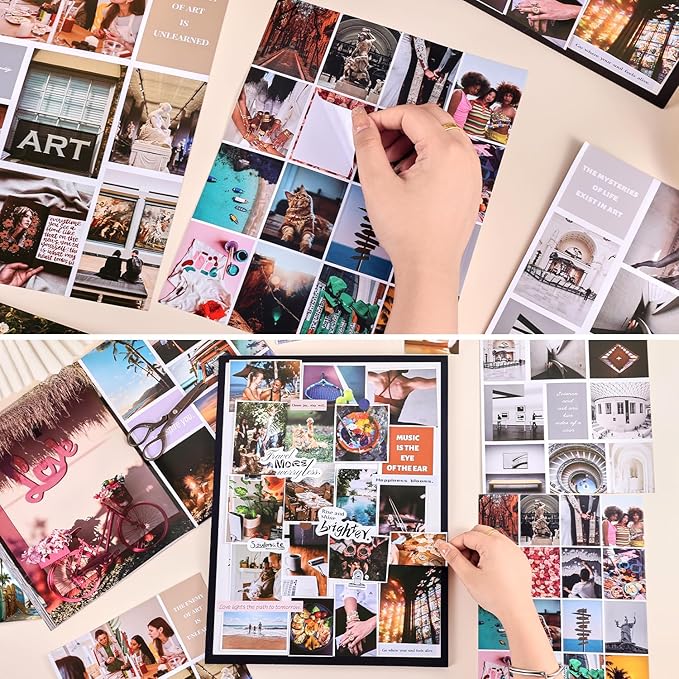 Vision Board Book, 1400+ Inspirational Pictures Quotes & Stickers, Vision Board Kit for Women, Magazine Pictures for Vision Board, Realize Dreams and Create Life Goals, Collage Book for Manifestation