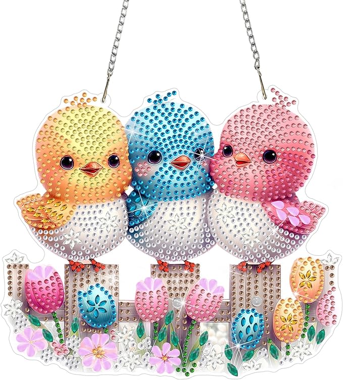 DOMROM Bird Diamond Art Hanging Kits for Adults Beginners, Special Shaped Crystal Diamond Painting Bird Pendant, DIY Diamond Art Suncatchers Animal for Home Garden Wall Decor Gift