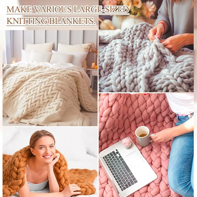 Novabright 46'' Chunky Knitting Loom Extra Large Knitting Loom for Blanket Making Adjustable Size Chunky Knit Foldable Portable Hand Weaving Kit for Beginner Yarn Craft Home Decor