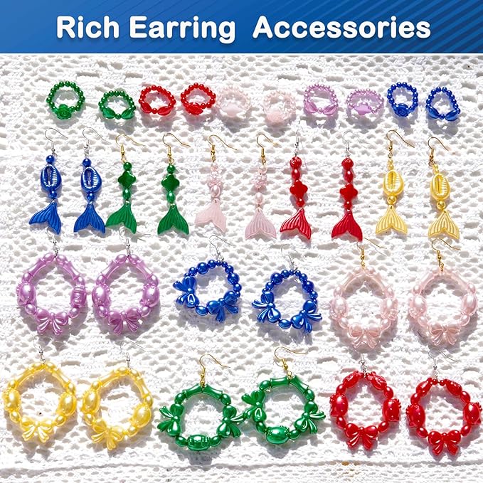1170 Pcs ABS Imitation Pearl Beads for Jewelry Making, Assorted Heart Star Bowknot Circle Flower Aesthetic Cute Bead for Bracelet Necklaces Earrings Key Chains DIY Phone Charm Crafts (Blue)