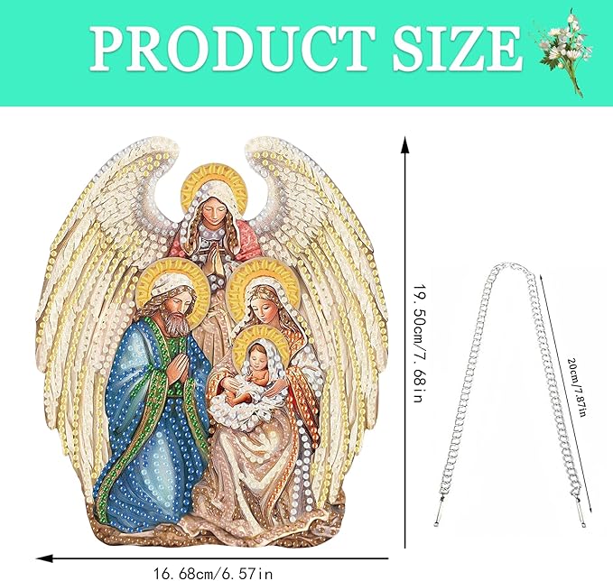 Auremi Angel Diamond Art Hanging Kit for Adult, Special Shaped Rhinestone, DIY Acrylic 5D Christmas Diamond Painting Window Pendants Signs, Home Garden Wall Hanging Ornament
