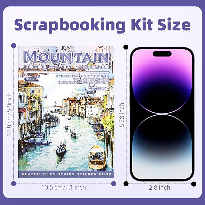 Water Mountain House Sticker Scrapbooking Supplies for Junk Journal, 20 Sheets PET Stickers - Vintage Journaling Stickers, Ephemera Sticker Book Pre Cut(TZ-009-004)