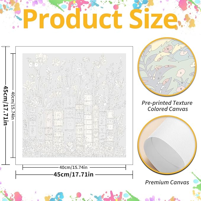 Paint by Numbers for Adult, Book Paint by Numbers Kit for Adults Beginners, DIY Book Acrylic Painting on Canvas for Home Wall Art Decor 16x16 Inch