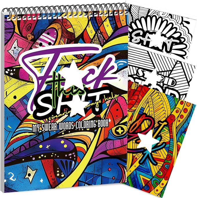 Swear Word Coloring Book for Adult Relaxation, Cuss Words Coloring Book for Adults to Relax, Printed Single-Sided Spiral Bound Lay Flat, Mindfulness Gift for Adults to Relieve Anxiety