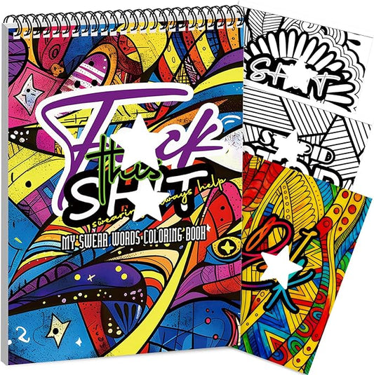 Swear Word Coloring Book for Adult Relaxation, Cuss Words Coloring Book for Adults to Relax, Printed Single-Sided Spiral Bound Lay Flat, Mindfulness Gift for Adults to Relieve Anxiety