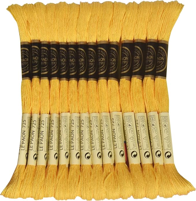 LE PAON Embroidery Floss, 14-Pack Six Strands 100% Long Staple Cotton Embroidery Thread, 8.7-Yard，Color Number：725, Topaz