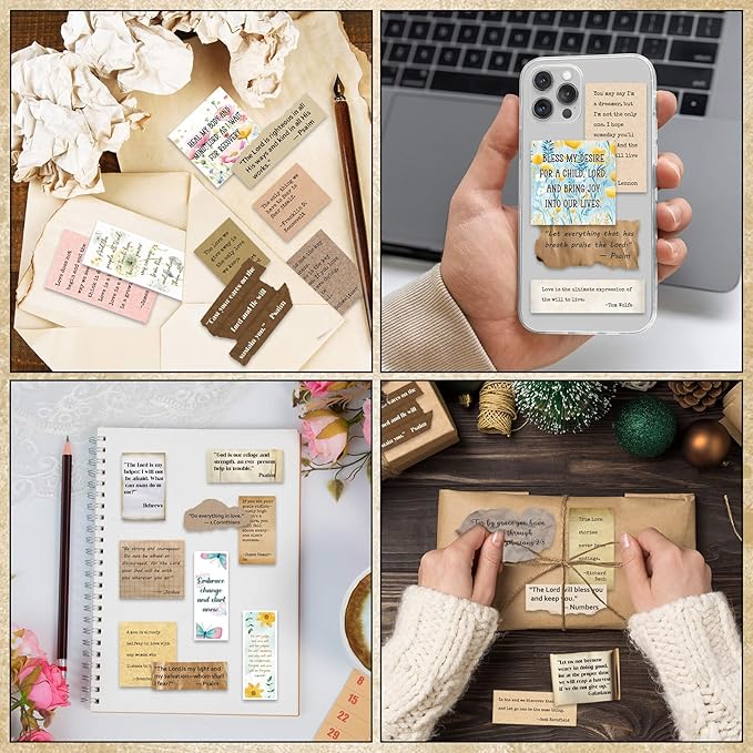 Bible Study Supplies Kit - 24 Sheets Christian Vintage Stickers: Scripture, Quote & Bible Verse Stickers |Inspirational Typewriter Decor | Scrapbooking, Journaling Supplies for Bible Journal
