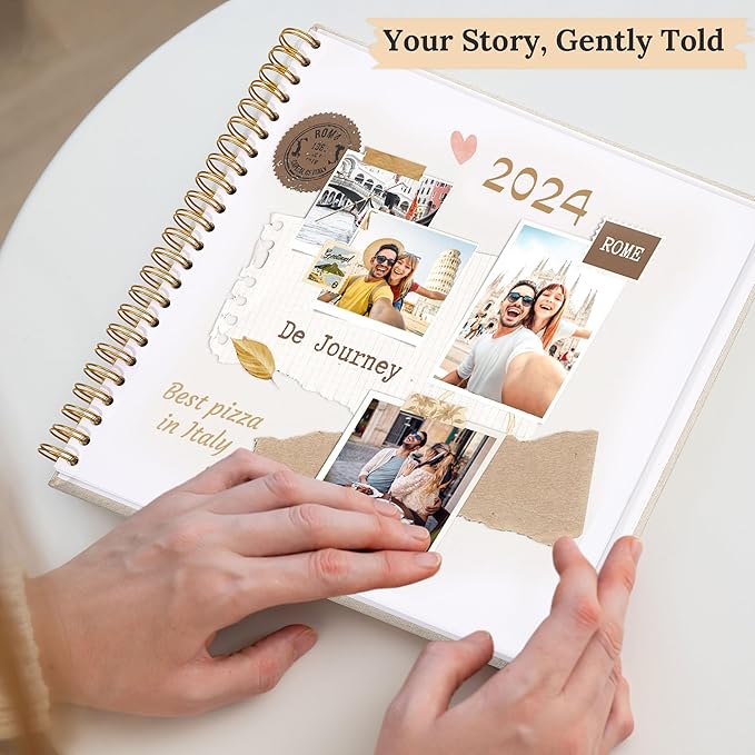 Scrapbook Photo Album Linen Cover, 10 x 10 Inch Hardcover Kraft White Pages Memory Book, for Travel Wedding Guest Book Christmas Baby Shower (40 Sheets/ 80 Pages,Purple)
