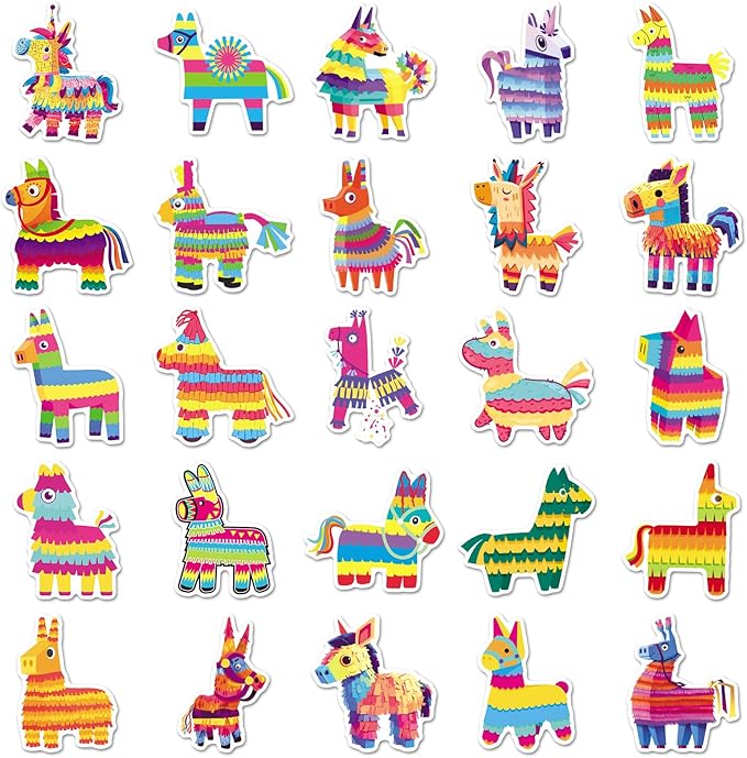 50Pcs Pinata Stickers, Waterproof Vinyl Colorful Party Decals for Laptop, Phone, Skateboard, Luggage - Decorative Stickers for Kids, Boys, Girls, Adults (Perfect for Holidays & Birthdays)