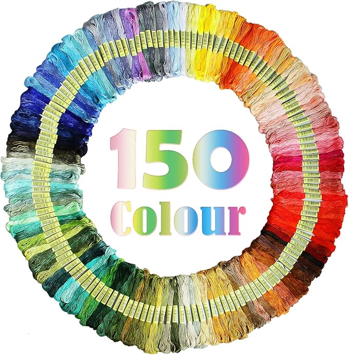 ATDAWN Rainbow Color Embroidery Thread,Cross Stitch Threads, Bracelets Floss, Crafts Floss, 150 Skeins
