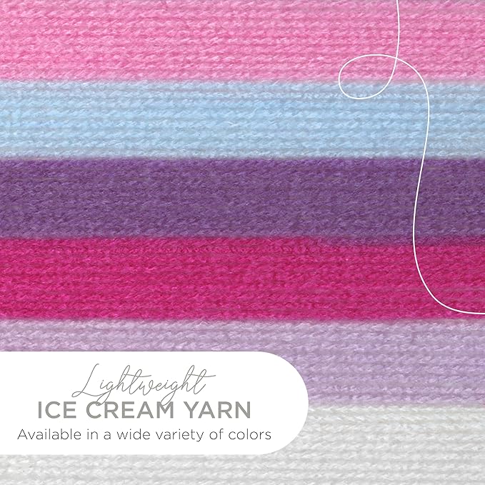 (1 Skein) Lion Brand Yarn Ice Cream Baby Yarn, Raspberry Ripple