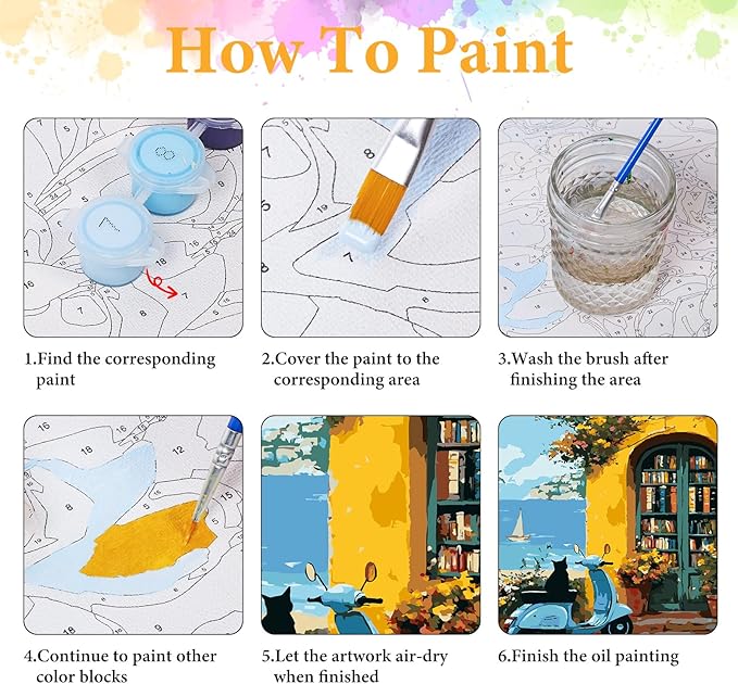 Paint by Numbers Kit for Adults Beginner Seaside Landscape, Adult Paint by Number Kits on Canvas, DIY Acrylic Oil Painting by Numbers for Adults, Perfect for Home Wall Decor 16X20 Inch