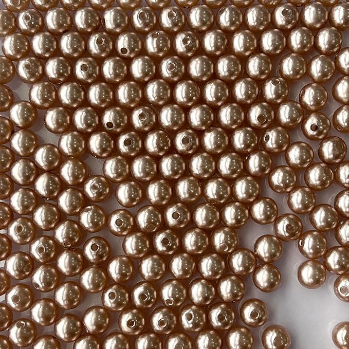 Laopottbeads 230 Pcs Light Brown 12MM Pearl Beads for Jewelry Making Round Pearl DIY Kit for Bracelets, Earrings, Necklaces & Anklets