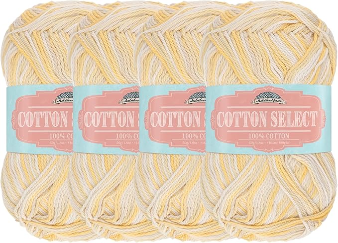 JubileeYarn Cotton Select Yarn - 50g/Skein Sport Weight - Sunflower - 4 Skeins