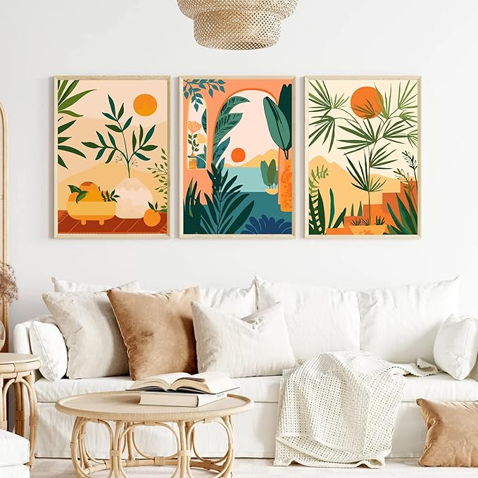 cupmod 6 Packs Paint by Number Kits for Adults Beginners,Easy Acrylic Boho Number,DIY Watercolor Numbers on Canvas Without Frame Home Wall Decor 7.8x11.8inch (MT11183-MT11188)