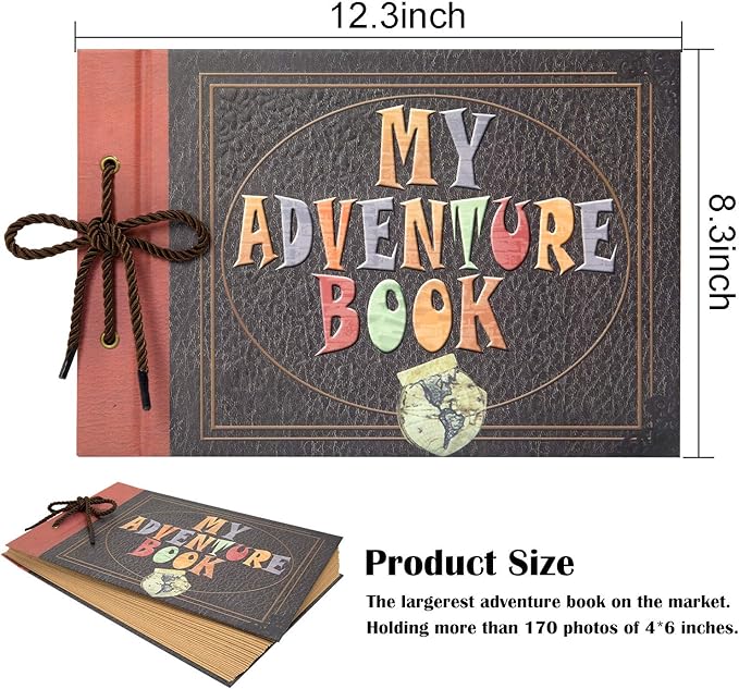 INNOCHEER Adventure Book with Embossed Cover, Large 12.3 x 8.3 Inch 80 Pages Scrapbook Album, Gifts for Thanksgiving Day, Christmas, Anniversary, Family Memory