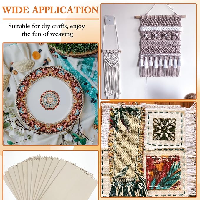 20 Pcs Beginners Wooden Loom Notched Weaving Loom Basket Weaving Tools for Kids Adult Art Craft Activity Jewelry Motor Skills Crochet Knitting Sewing Teaching Educational