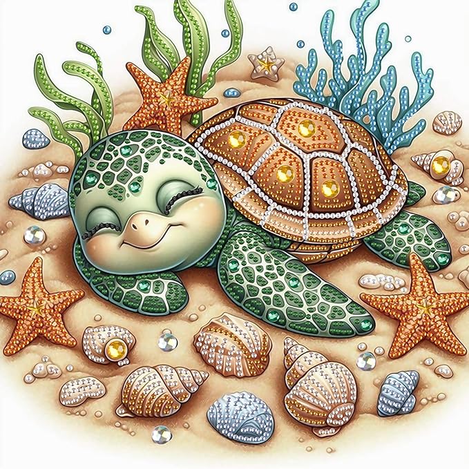 AiYuanzsh DIY Diamond Art Painting Kits for Adults, 5D Special Shape Crystal Rhinestone Diamond Art Kits for Beginners, for Home Wall Decoration Gift 12x12 inch, Turtle Sleeping