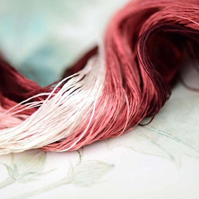 Natural 100% Silk Thread, Handmade Embroidery Thread Silk Floss 10 Colors 110m Each (24)