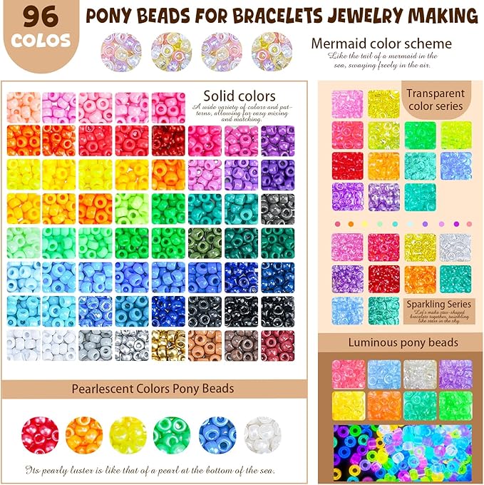 4500Pcs Pony Beads Bracelet Making Kit, 6 Boxes with 1600pcs Letter Beads Friendship Bracelets Kandi Rave Bead for Jewelry Making Keychain Hair Braid Gifts for Teens Arts and Crafts Kits
