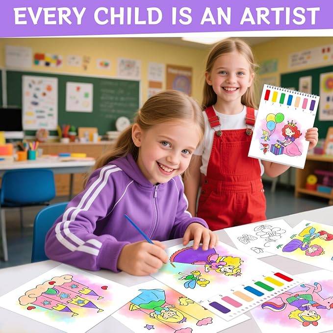 SOCOLER Paint with Water Coloring Books for Toddlers,Mess Free Watercolor Painting Papers for Kids Water Color Paint Kit Art Craft Birthday Gift for Ages 1-3, 4-8(Princess and Party)