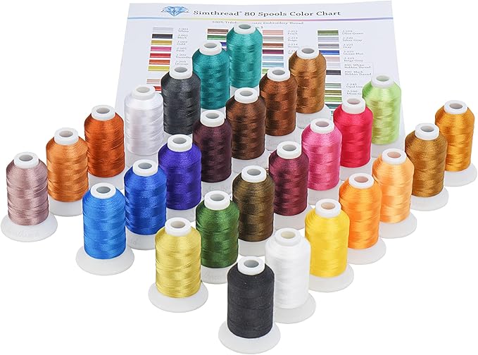 28 Assorted Colors Embroidery Machine Thread with 28 Thread Holder, 500M (550Y) Each Bobbin Polyester Embroidery Threads Kit and Spool Huggers for Sewing & Embroidery Machine- Janome Series 3