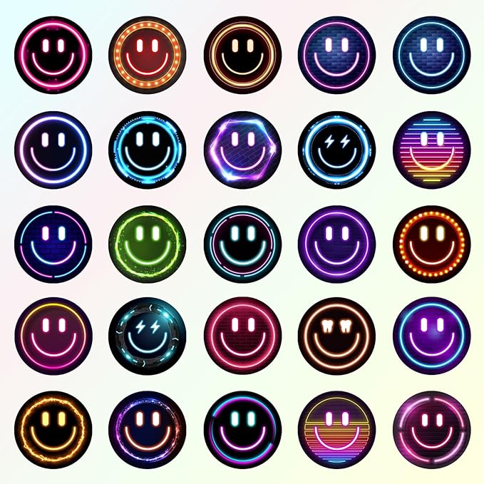 wercokt 50pcs smiling neon stickers, cute water bottle stickers for kids, for teaching rewards, notebooks, stationery, luggage, cartoon pvc happy stickers