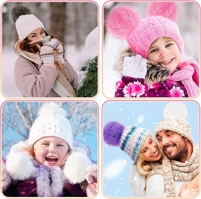 SIQUK 18 Pieces Pom Pom for Hats 6 Inch Large Faux Fur Pom Pom Balls with Elastic Loop for Hats Bags Scarves Gloves Keychains Knitting Crafts