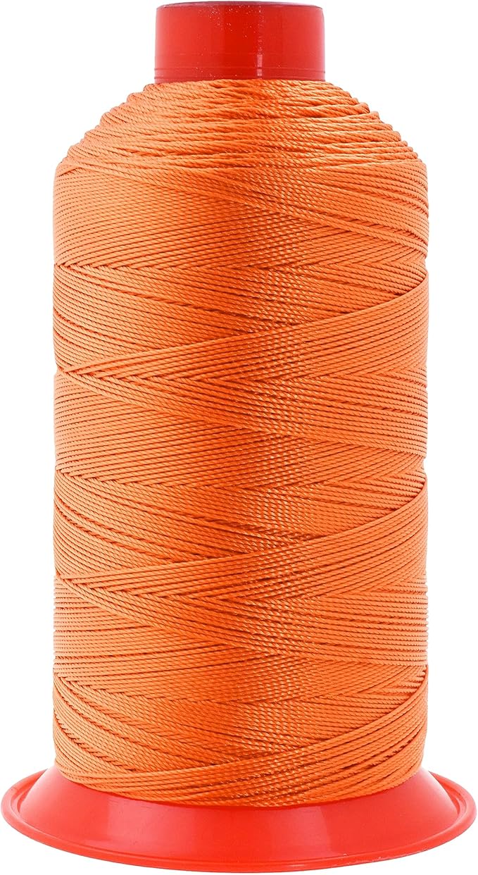 Mandala Crafts Size 207 630D T210 Bonded Nylon Thread - Orange 800 YDs Tex 210 Heavy Duty Sewing Threads for Leather, Jeans, Weaving, Outdoor Marine Upholstery