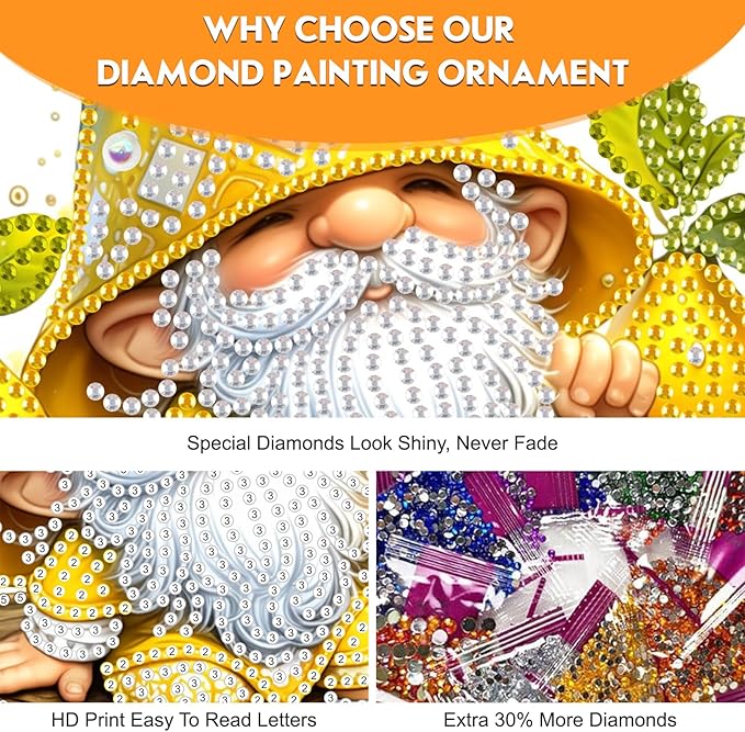 NEWENMO Diamond Art Hanging Kit for Adult, Lemon Gnome, DIY Double Sided Acrylic Special Shaped Diamond Art Painting Window Pendant Lemon Party Gnome, Home Garden Wall Hanging Ornament Kits