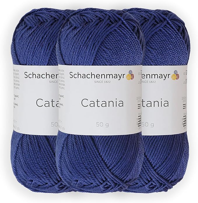 3 Skein/Pack Schachenmayr (SMC) Catania Originals Yarn, Each Ball 1.76 Oz (50gr) / 136 Yards (125 m), 100% Mercerized Cotton for Knitting and Crochet Yarn, Sport Weight, 420 - Monaco