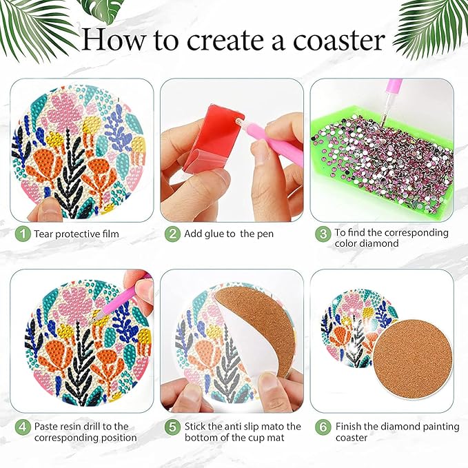 EWJRNSF 8 PCS Diamond Art Coasters Kit, Small Diamond Painting Coasters, Fall Diamond Art Kits for Adults Beginners, Arts and Crafts Supplies Item Sets with Holder