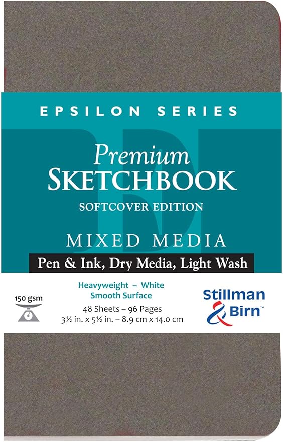 Stillman & Birn Epsilon Series Softcover Sketchbook, 3.5" x 5.5", 150 GSM (Heavyweight), White Paper, Smooth Surface