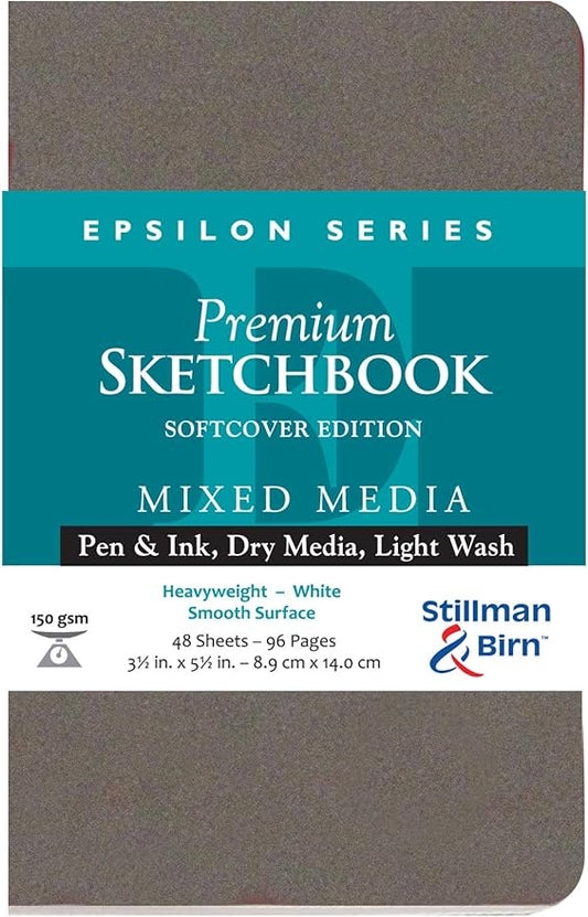 Stillman & Birn Epsilon Series Softcover Sketchbook, 3.5" x 5.5", 150 GSM (Heavyweight), White Paper, Smooth Surface