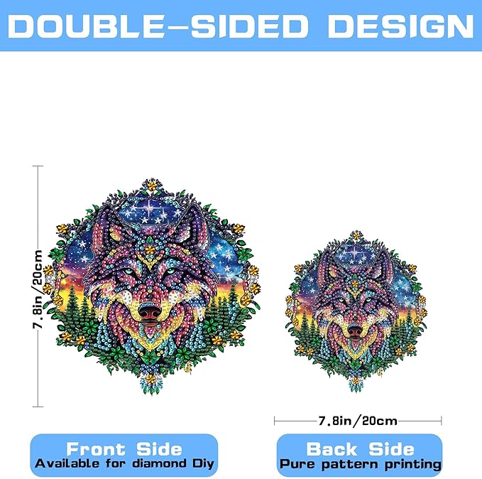 VAIIEYO Wolf Diamond Art Hanging Ornament, Animal Diamond Painting Suncatchers Window Hanging Kit with Chain, 7.5x7.5 inch Crystal Pendant Art Craft for Gift Home Wall Front Door Decoration