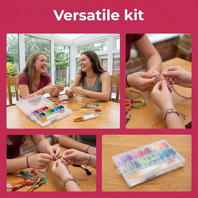 Huacan Embroidery Floss Kit with Storage Box 36 Colors Stitching Threads Sewing Kits 53 Pcs DIY Cross Stitch Accessories Set for Adults Beginner