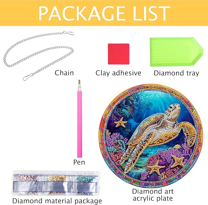 Kaliosy Sun Catcher Turtle Window Hanging - Outdoor Porch Decor, Marine Life-Themed Diamond Art Ornament, Acrylic Board Diamond Painting for Wall Home Garden, Front Door Sign, Indoor Decor 8x8 inch