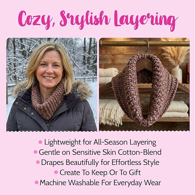 KnitPal Crochet Weekend Wrap Kit for Confident Beginners – All-in-One Crochet Kit with Cotton Blend Yarn, Hook, Pattern & Video Tutorials (Caramel Brown)