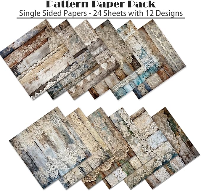YASMEN Vintage Scrapbook Paper Pad，6x6 Single-Sided Mother's Day Cardstock Paper Pad for Card Making, Journals, Planner, DIY Envelopes, Greeting Cards, Decorative Art Craft -24 Sheets