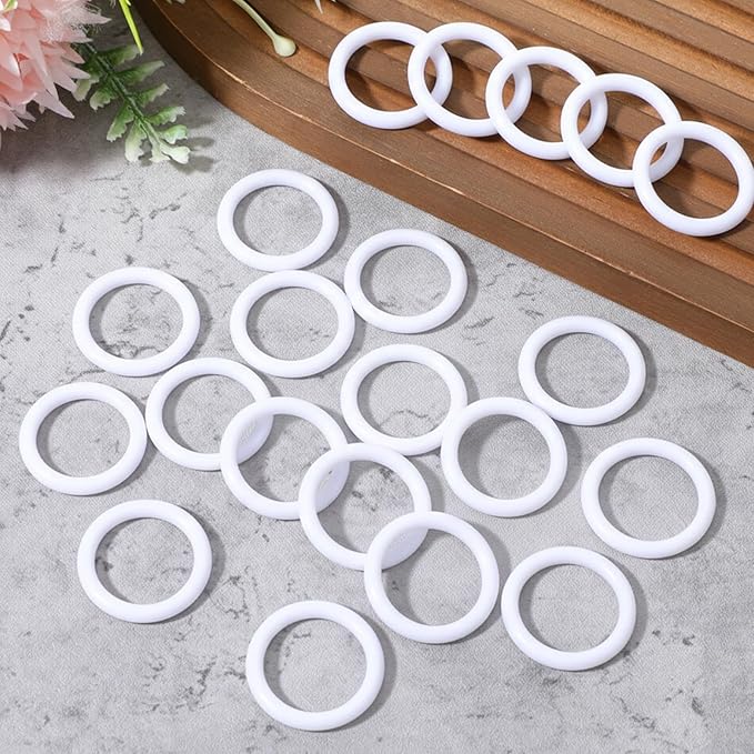 Plastic O Rings 30 Pack, 1 Inch White Craft Ring, Plastic Crochet Hook Circle Ring Curtain Rings for Handbag, Curtain, Craft Projects